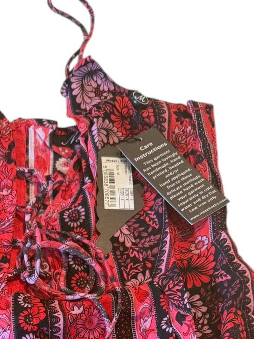 Motel Rocks Red Floral Print Strappy Romper - Picture 4 of 15